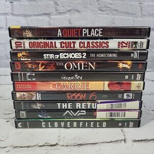 DVD Horror Movies Lot of 10 Omen Carrie Quiet Place Uninvited‎
